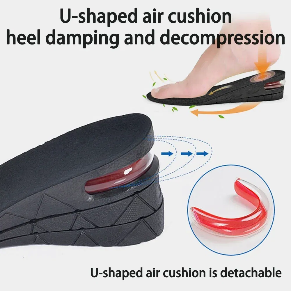 Color: black, Ships From: CHINA - Height Increase Insole Invisible Heightening Template Air Cushion Shoe Inserts Variable Height Insoles Adjustable Cut Foot Pad