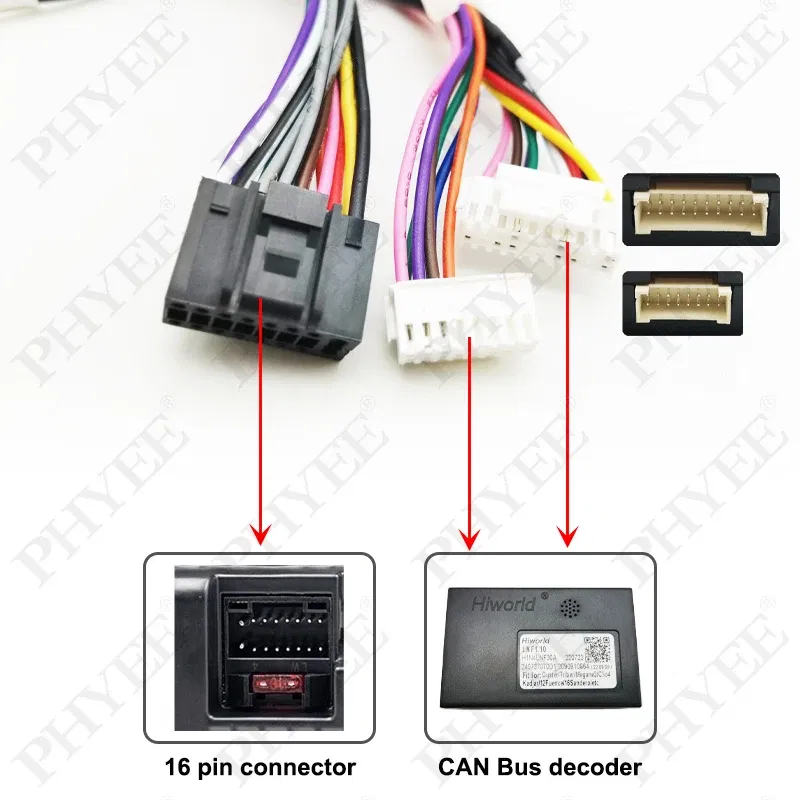 Color Name: Gold, Ships From: CHINA - Wiring Harness CAN BUS Decoder 16 Pin Plug Connector Car Android Cable Adapter for Renault Clio 4 Captur Trafic Duster Sandero 2