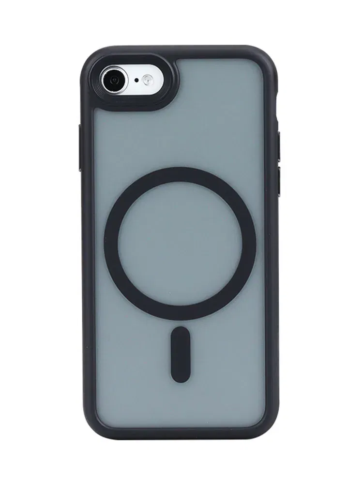 Color: black, Material: aluminum - Magnetic Luxury Matte Translucent Armor Shockproof Case For iPhone 7 8 SE2 SE3 7Plus 8Plus For Magsafe Wireless Charge Cover