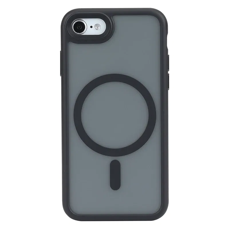 Color: black, Material: aluminum - Magnetic Luxury Matte Translucent Armor Shockproof Case For iPhone 7 8 SE2 SE3 7Plus 8Plus For Magsafe Wireless Charge Cover