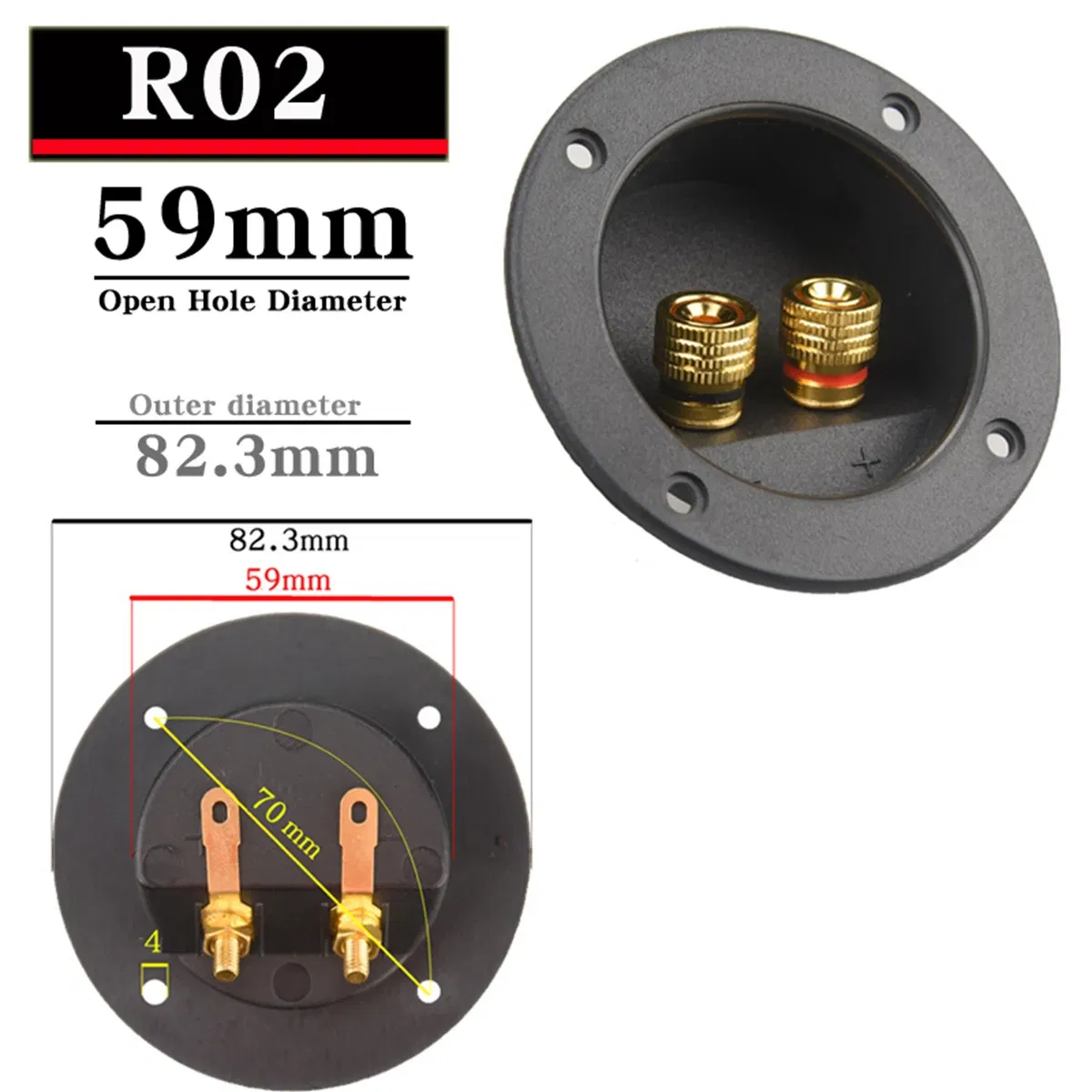 Color: Pink, Bundle: Bundle 3 - HIFIDIY LIVE Square circle (Install Hole 49-76) speaker junction Box Terminal Shell 2 copper Binding Post Wire Cable Connector