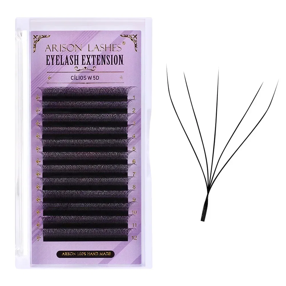 Color: BLACK & RED, Curl: D, Thickness: 0.07mm, Length: 8mm - ARISON YY Lashes and 3D/4D/5D W Shape Lashes Brasileiro Premade Volume Eyelashes Extension Soft Thin Easily Grafting Extension