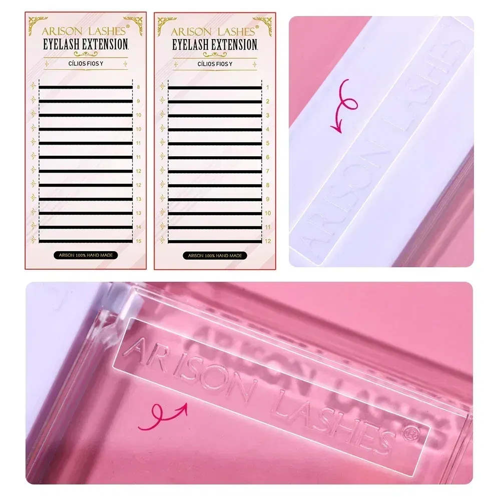 Color: BLACK & RED, Curl: D, Thickness: 0.07mm, Length: 8mm - ARISON YY Lashes and 3D/4D/5D W Shape Lashes Brasileiro Premade Volume Eyelashes Extension Soft Thin Easily Grafting Extension