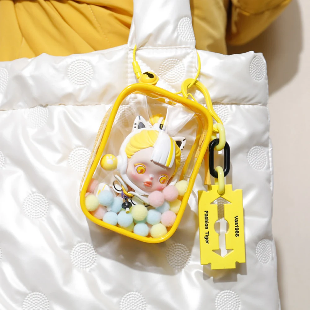 Color: Dark Khaki - 1PC Thicken Transparent Mystery Box Storage Case Keychain Bag Storage Pouch Organizer Box Classic Doll Bag Keychain Wallet