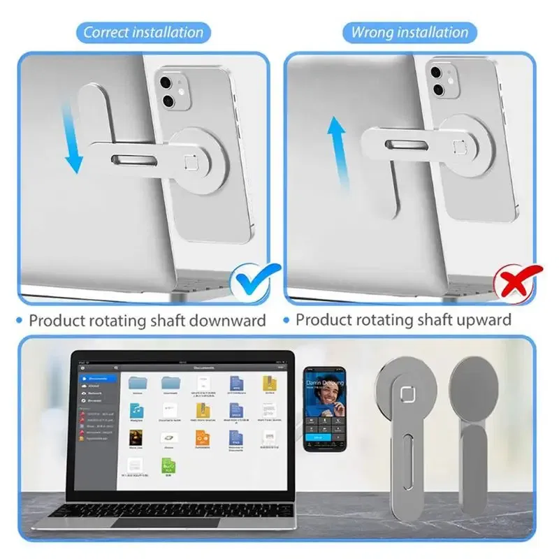 Color: Silver, Ships From: CHINA - Laptop Phone Holder Magnetic Mobile Phone Stands Foldable Computer Expansion Bracket Slim Portable Monitor Side Mount For Office