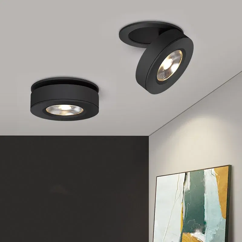 Body Color: PURPLE, Emitting Color: light yellow - 3 Colors Slim Ceiling Lamp Ceiling Light LED Foldable 360 Recessed Surface Mounted Spotlight for Hallway Gallery Display Living