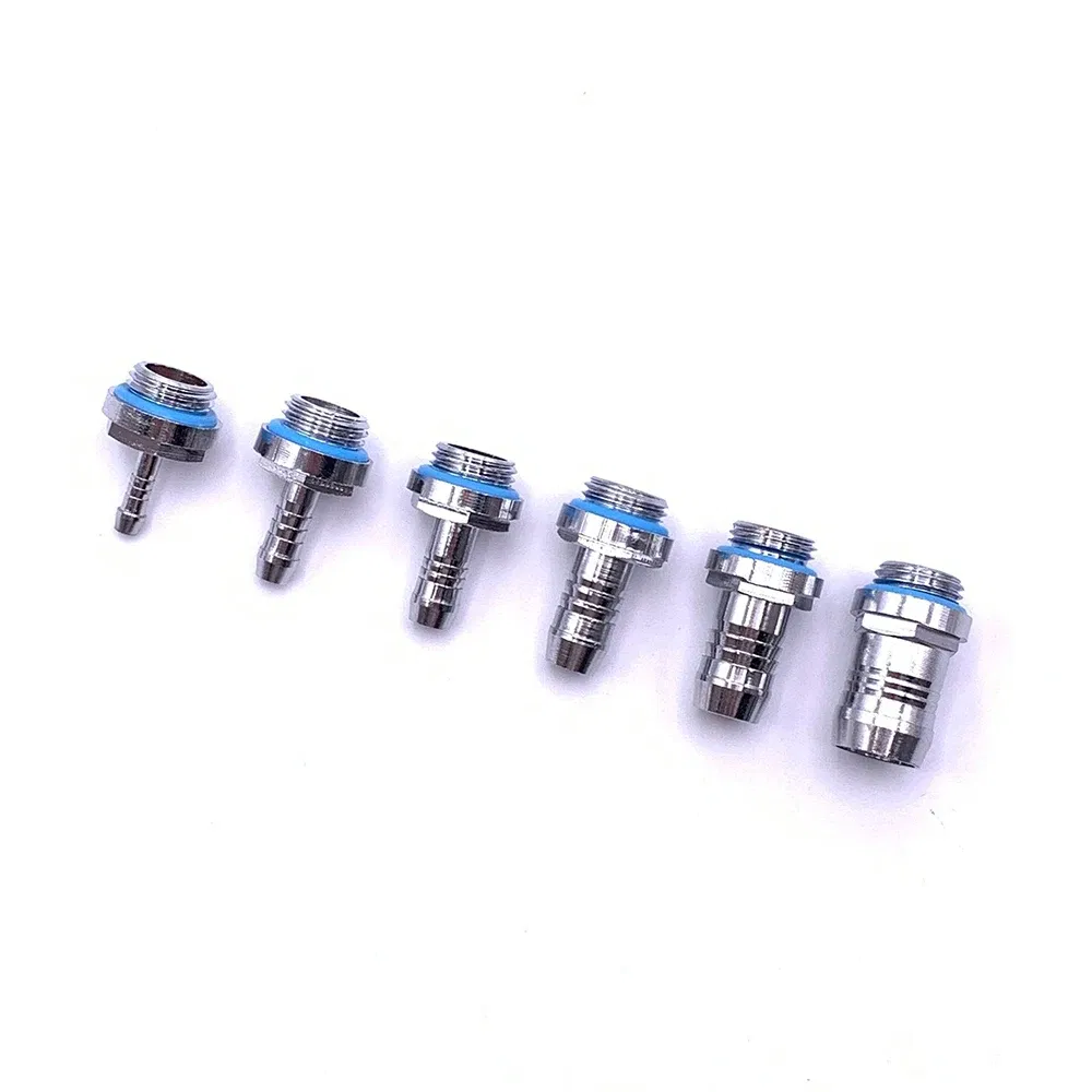 Color: WHITE - 6pcs PC Water Cooling Barb Fitting Two-Touch Fitting G1/4 Thread Barb Connector for Computer Cooling System 4/6/7.2/9/11/14mm