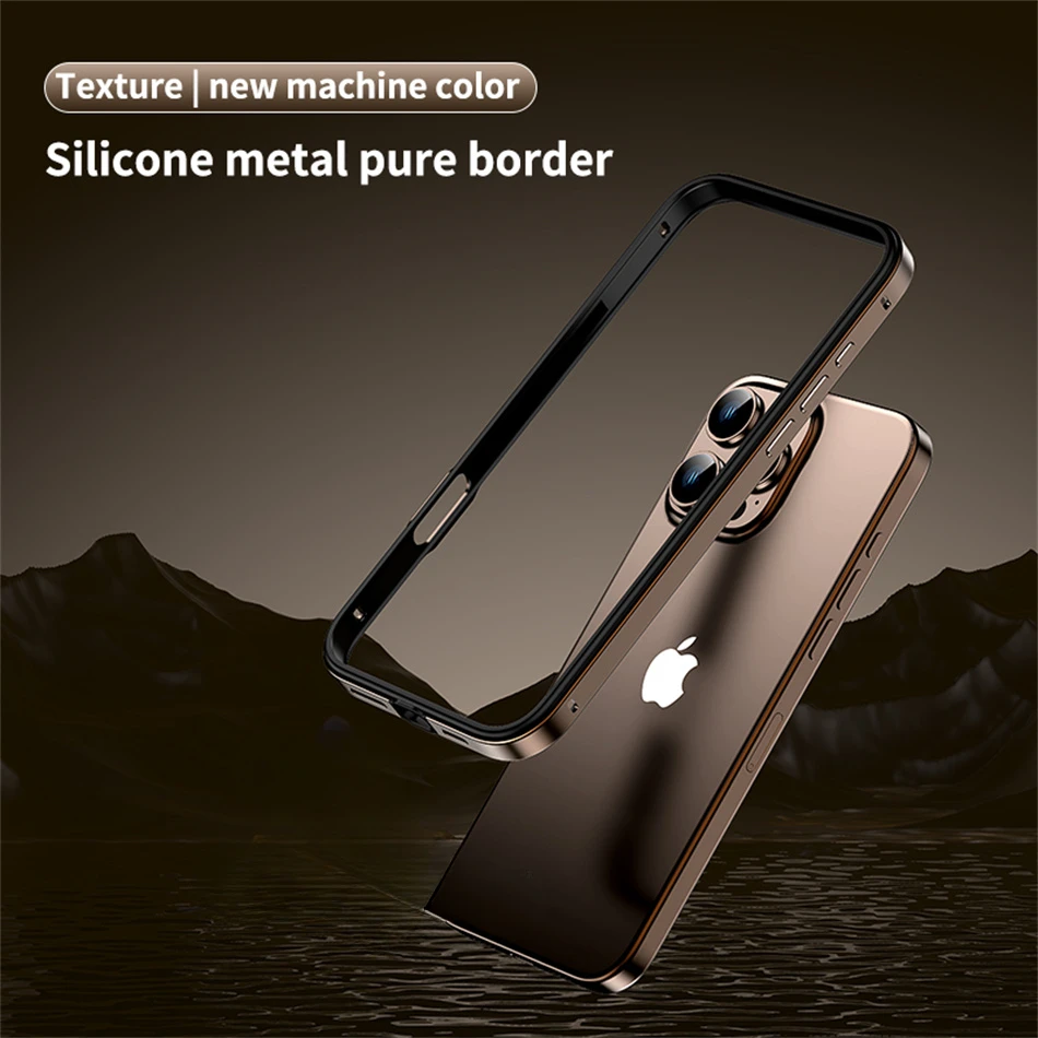 Color: GRAY, Material: Aluminum - Titanium Metal Frame Bumper Shockproof Case for IPhone 16 15 Pro Max Plus 5G for Apple Solid Colour Protection Phone Cover