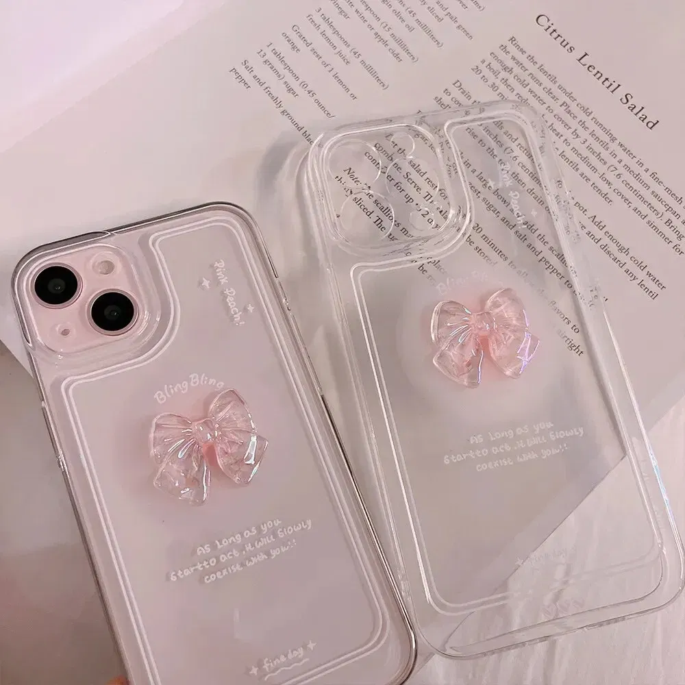 Material: Canvas, Color: WHITE - NEW 3D Bow Transparent Mobile Phone Case For IPhone 15 14 Plus 13 Pro Max 12 Pro 11 Stereo Crystal Candy Cute Full Soft Cover