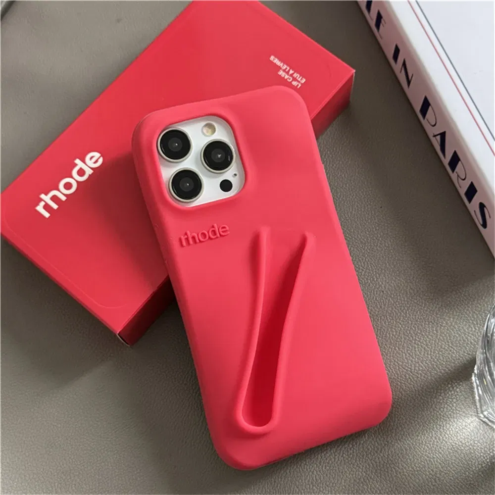 Color: Blue, Compatible-Phone Models: For iPhone 16 - New Rhode Lipstick Soft Silicone Phone Case for iPhone 16 15 14 13 12 11 Pro Max Plus Portable Lip Gloss Holder Cover with Box