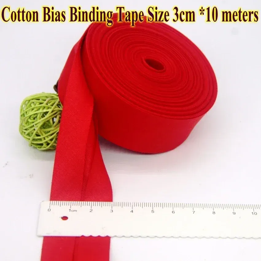 Color: Blue, Size: L - Cotton Bias Binding Tape Size 3cm *10meter  Solid Color DIY Handmade Sewing Material Bias Tape