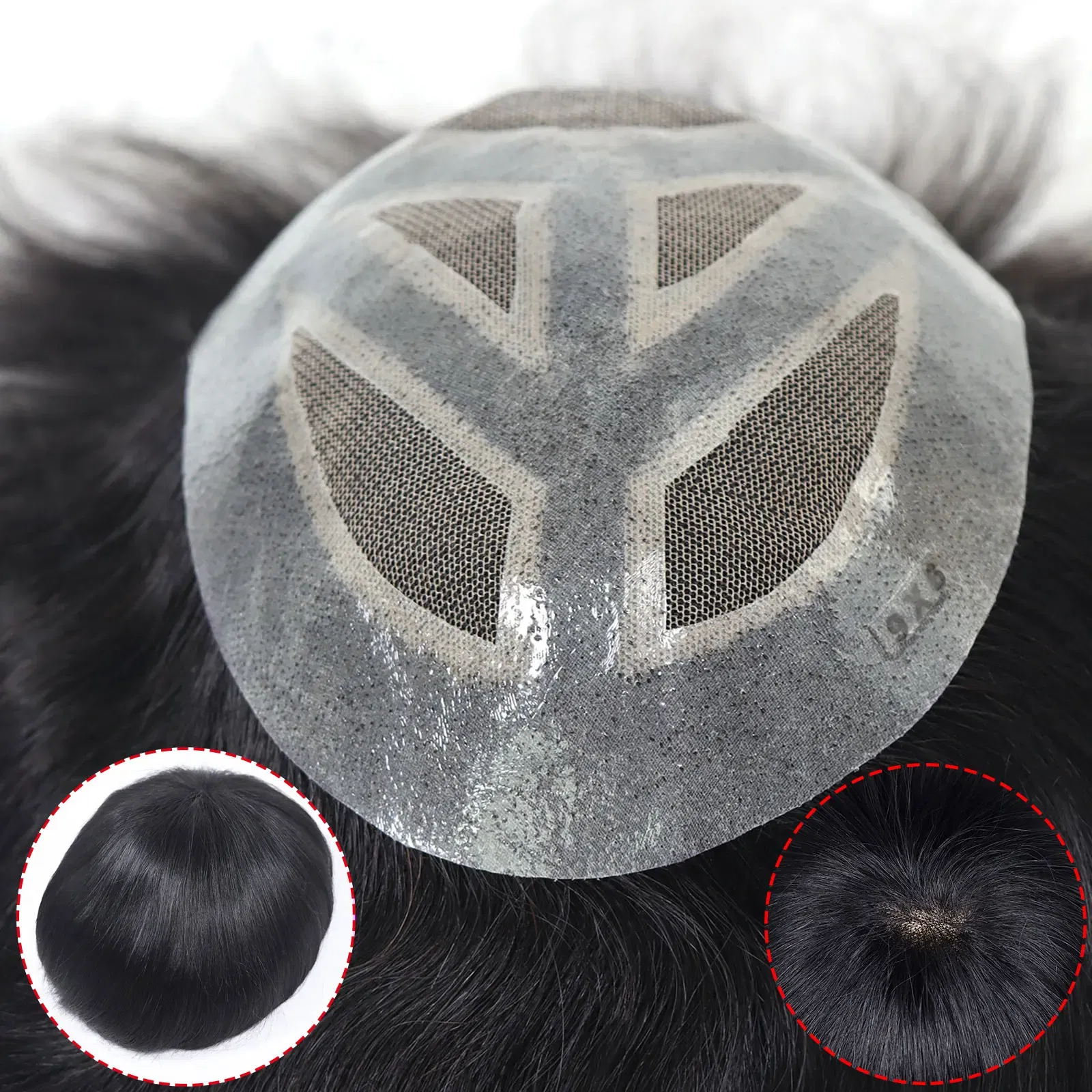 Toupee Color: 6#, Length: 6 inches, Toupee Size: 8x10 - 6*8/ 6*9/ 7*10/8*10 Lace With PU Toupee Men Breathable French Lace Front Men's Wig Human Hair Toupee Men's Replacement Systems