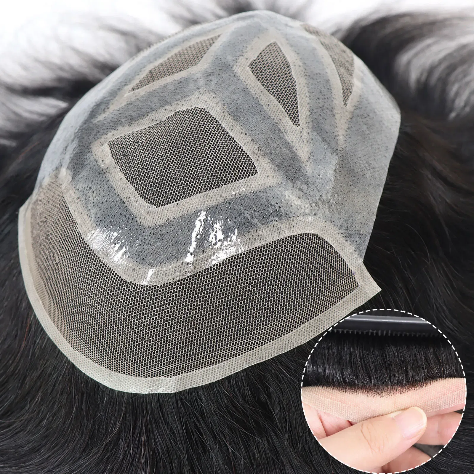 Toupee Color: 6#, Length: 6 inches, Toupee Size: 8x10 - 6*8/ 6*9/ 7*10/8*10 Lace With PU Toupee Men Breathable French Lace Front Men's Wig Human Hair Toupee Men's Replacement Systems