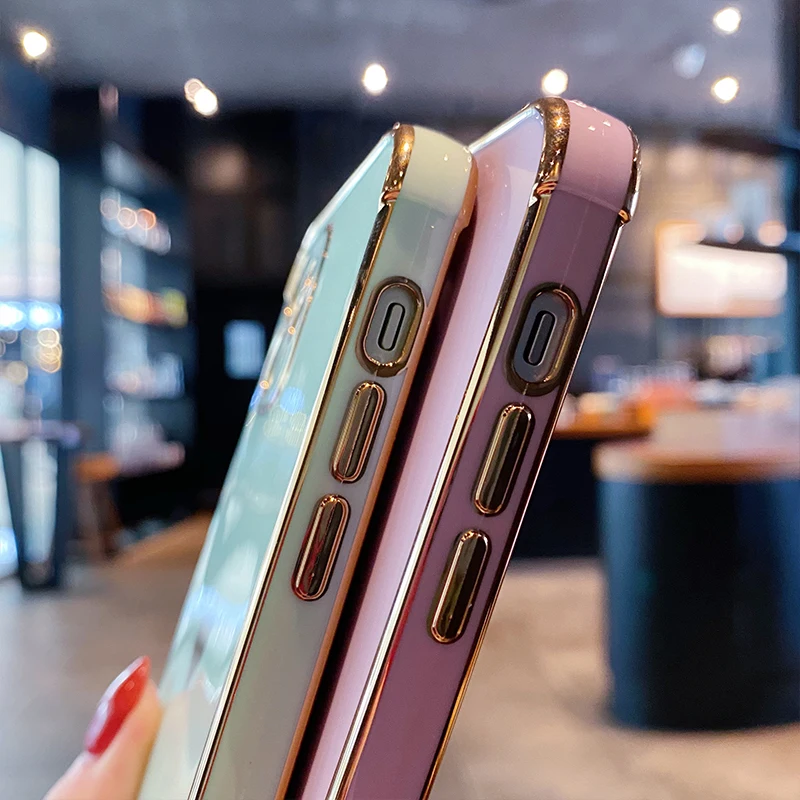 Color: Khaki, Ships From: CN, Material: Microfiber - Electroplating Side Love Heart Phone Case For IPhone 16 15 14 13 12 11 Pro Max XR 8 Plus SE2/SE3 Shockproof Back Cover