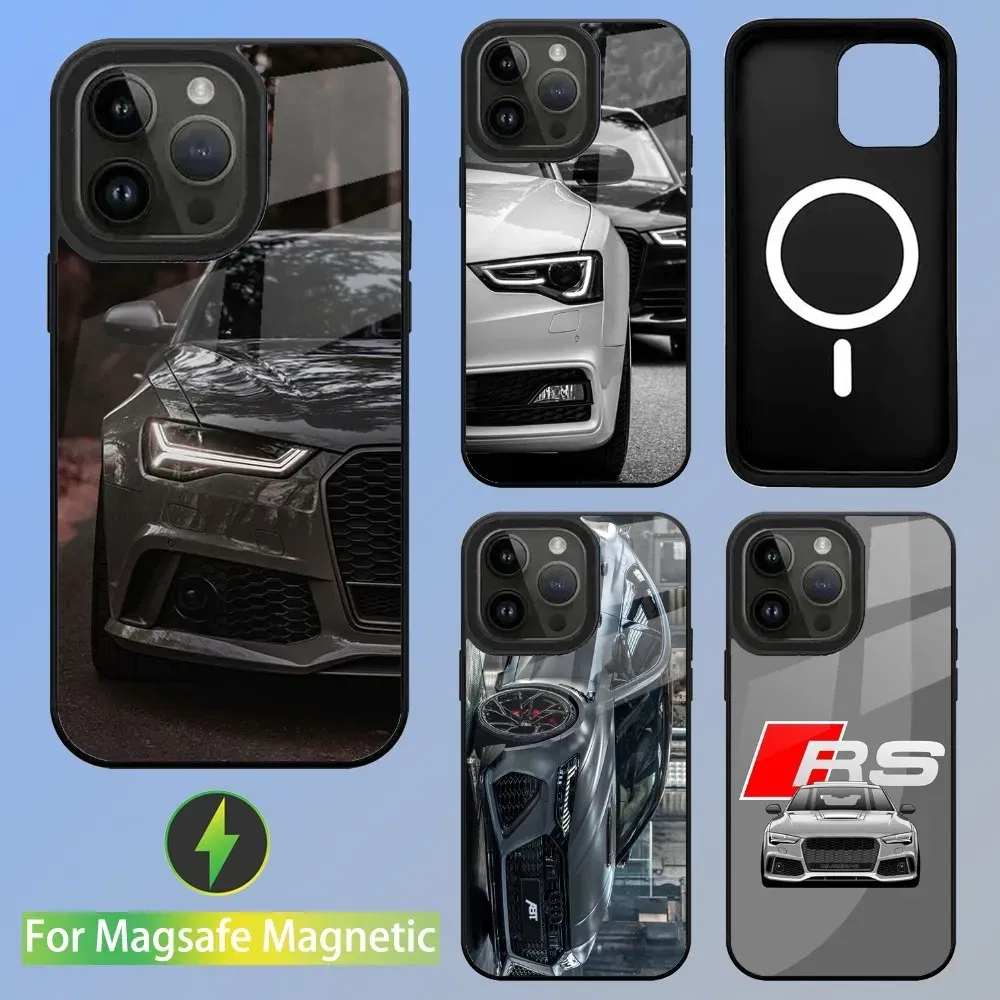 Color: SKY BLUE, Material: POLYESTER - R-S 6 7 sport car Phone Case For iPhone 16,15,14,13,12,11,Plus,Pro,Max Mini A-AudiS-S Magsafe Magnetic Wireless Charging