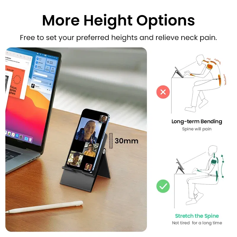 Color: black - UGREEN Phone Stand Holder Desk Cell Phone Dock Stand for iPhone 16 15 14 Pro Max Adjustable Foldable Mobile Phone Holder Stand