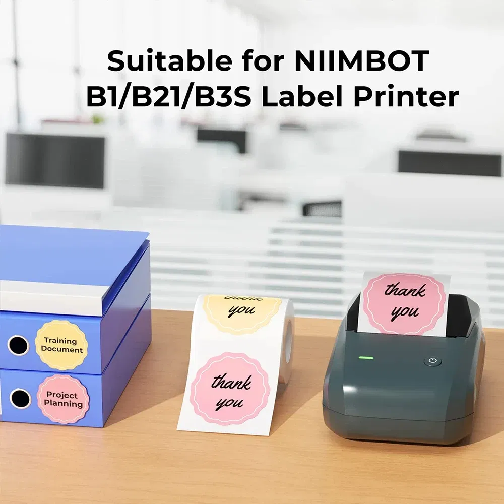 color: PURPLE - Niimbot Round Mini Printer Portable Thermal Label Stickers Self-Adhesive Waterproof for B1/B21/B3S Label Maker Sticker New