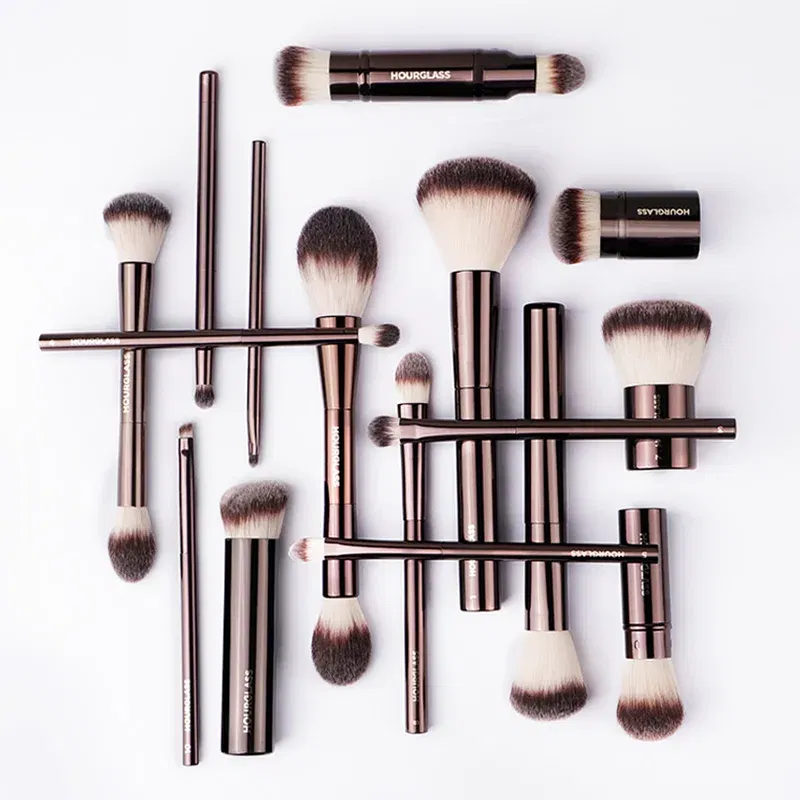 Handle Color: plum - Hourglass Makeup Brushes Powder Foundation Concealer Blusher Bronzer Eye Shadow Eyebrow Eyeliner Sculpting Brush