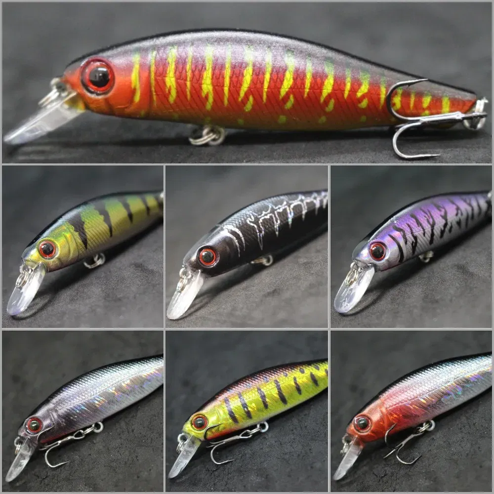 Color: Black - wLure Minnow Fishing Lure Jerkbait 9g 8cm 0.5 Meter Depth 2 Black Nickle #8 Hooks 3D Hard Eyes M606