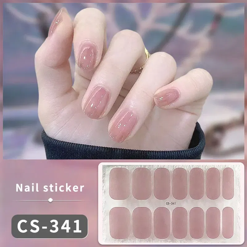 Color: Sky Blue - DIY Gel Nail Stickers Cured-free Long-Lasting Solid Color Nail Strips Patch Slider Sticker Full Cover Decal Nail Manicure Patch