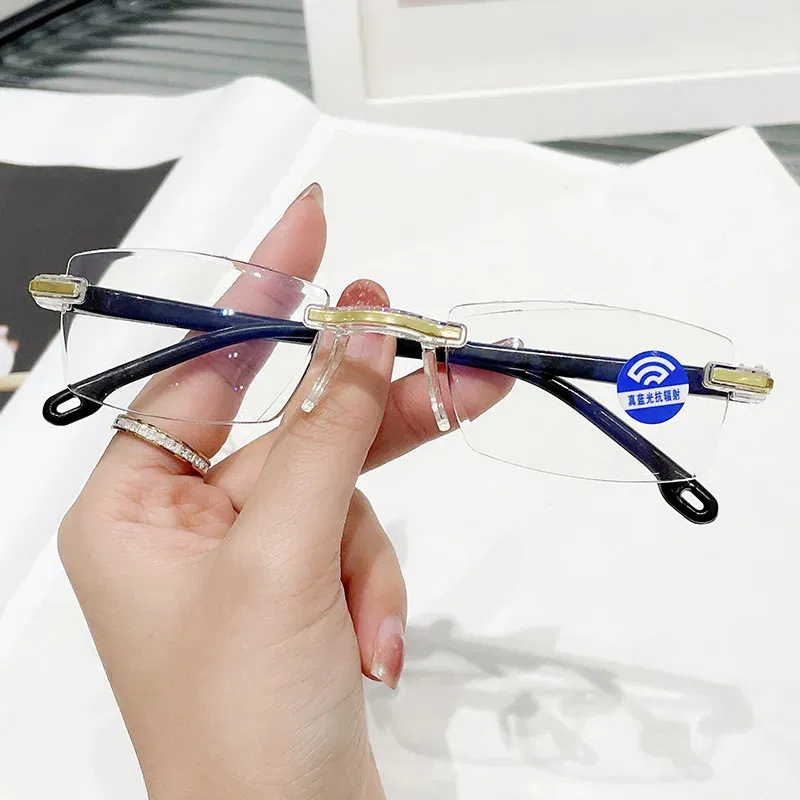 Eye Prescription: 0, Frame Color: green - New Blue Light Blocking Scratch Resistant Bifocal Reading Glasses for Both Men Women Universal Frameless Design Power 0 To +4.0