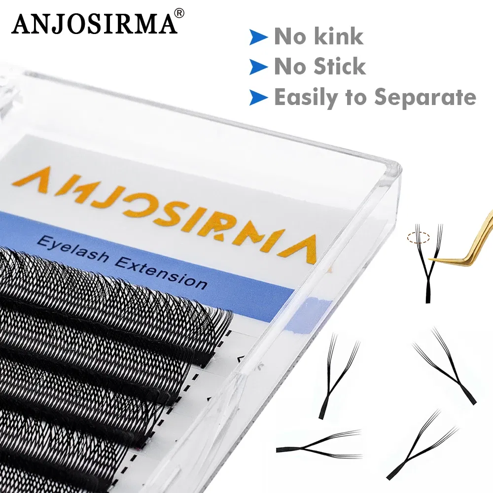 Curl: D, Length: 9mm - ANJOSIRMA YY Shaped Eyelash Extension, 3 Split Tips, Soft BASF Lash, Hand Made Curl, High Quality, 3D,0.07 makeup eyelashes