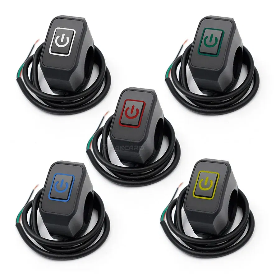 Color: multi - Motorcycle Handlebar Switch with LED Light 7/8'' 22mm Momentry Buttton for Electric Star Kill Waterproof Control Switch Button