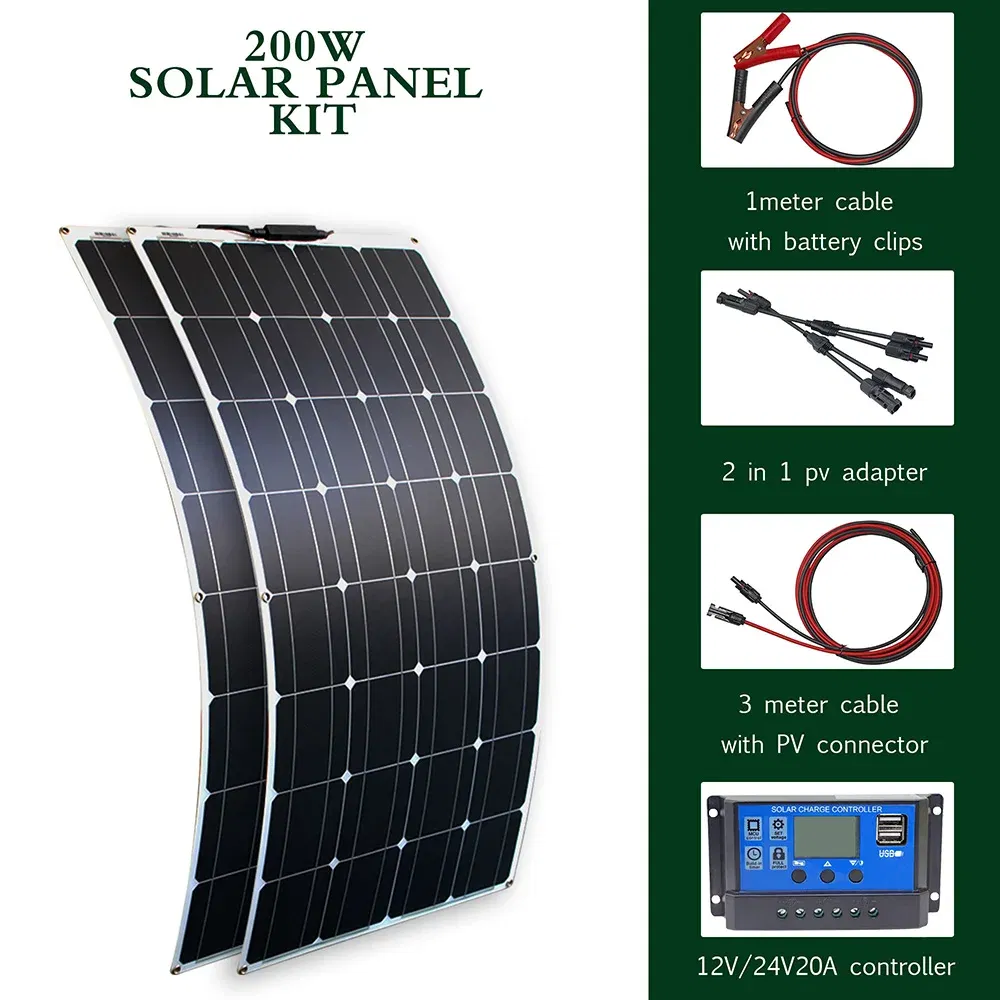 Color: Green Camouflage, Ships From: CHINA - Top Solar panel kit and 300w 200w 100w flexible solar panels 12v 24v high efficiency battery charger module