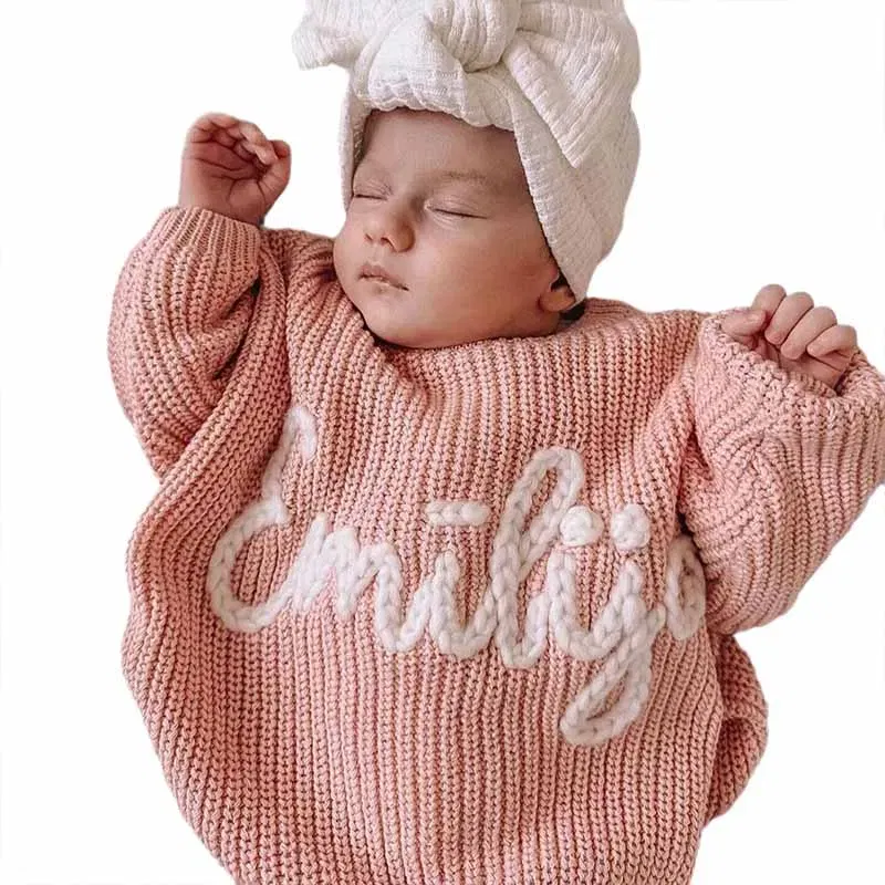 Color: Red, Size: XXXL, Age Range: 0-3M - Personalized sweaters for cherished babies.Celebrate your little one's name with unique, custom-made thick knitted sweaters