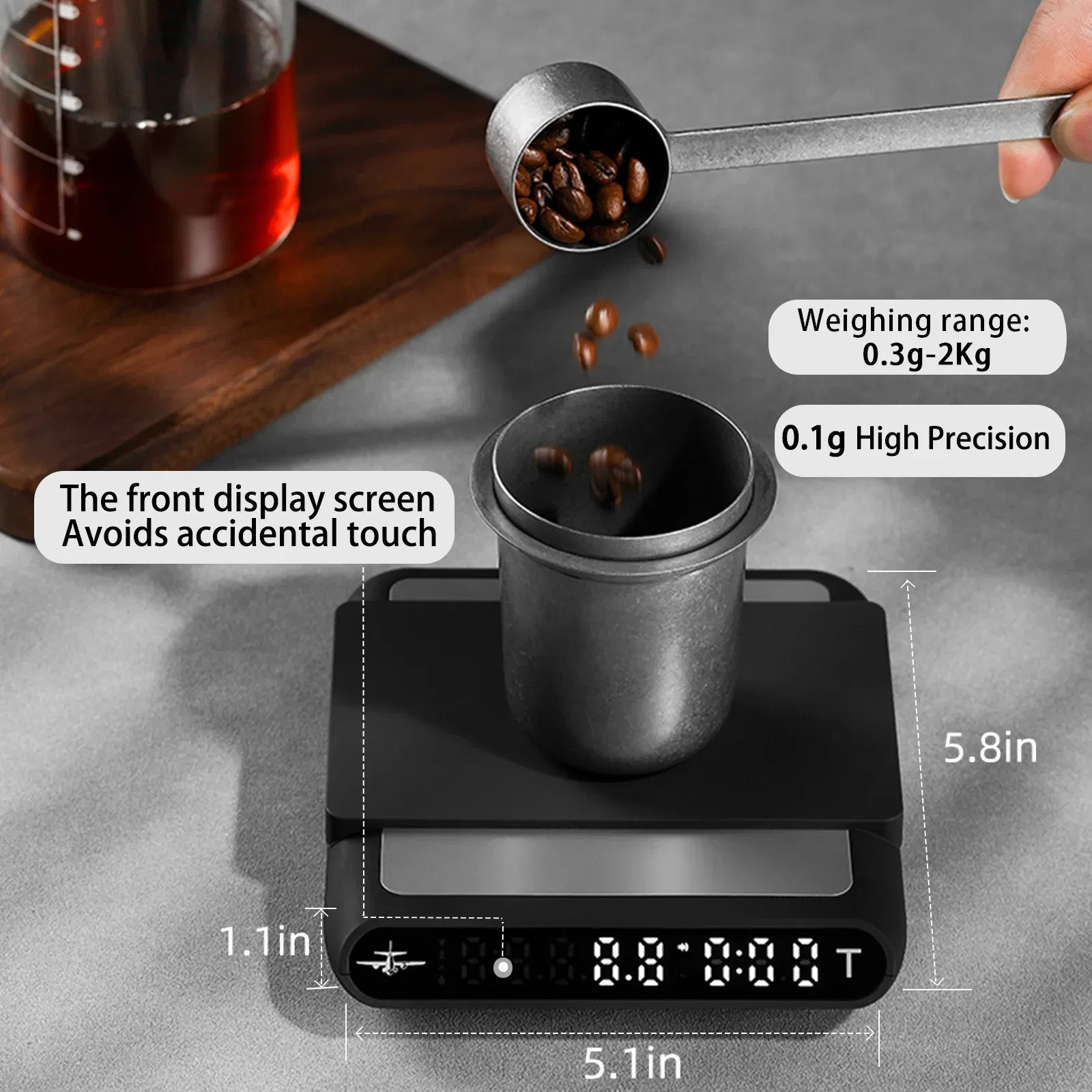 Color: Light Grey, Ships From: CHINA, Load Bearing: 3Kg - MHW-3BOMBER Smart Drip Espresso Coffee Scale with Auto Timer USB Charging Kitchen Electronic Scale Cafe Home Barista Accessories