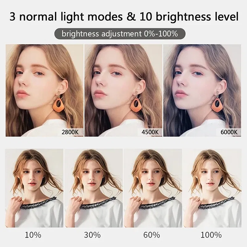 Color: Light Grey - 10 inch LED Selfie Ring Light Dimmable Photography Fill Lamp with Mini tripod for Mobile Phone Live Video Photo Studio Ringlight