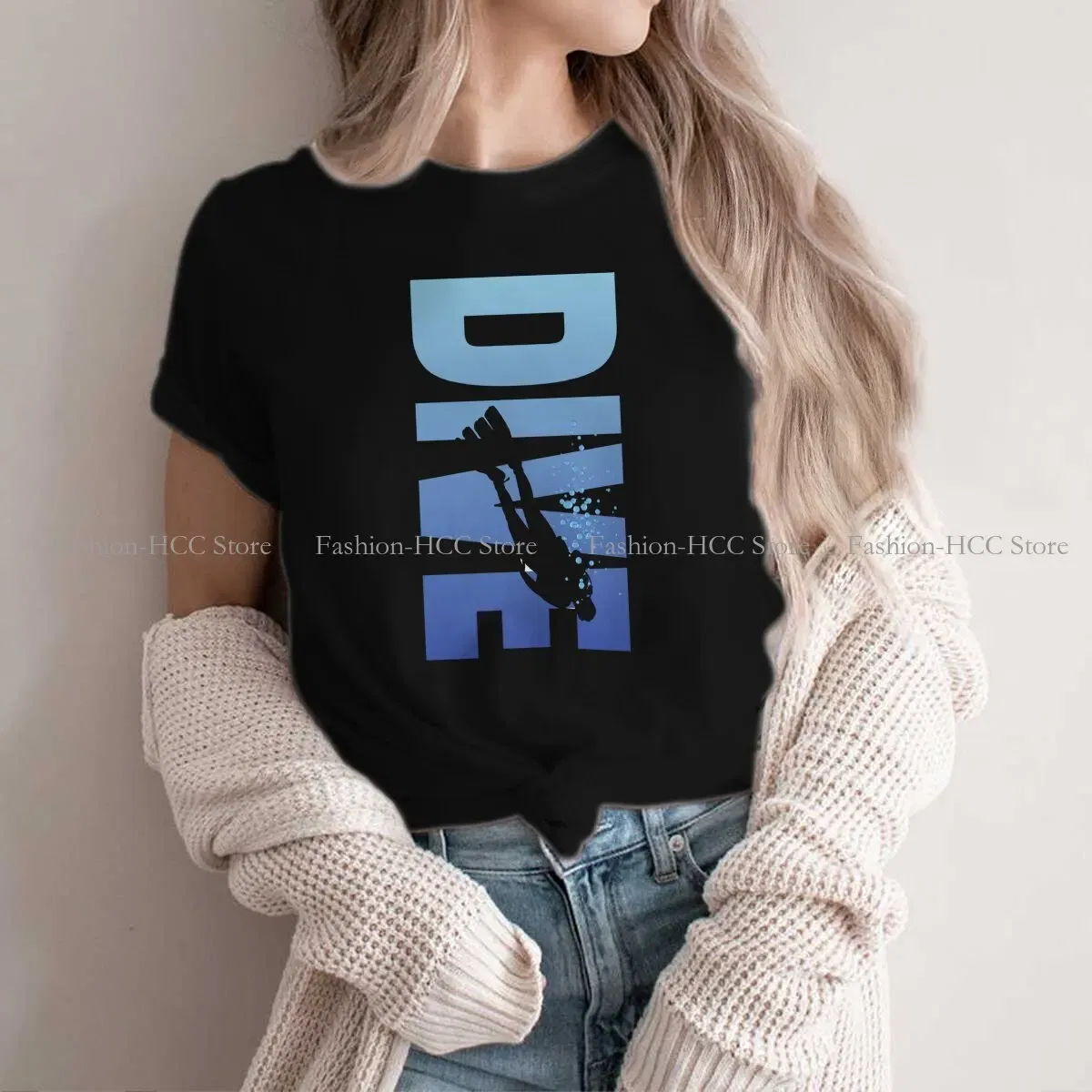 Color: WHITE, Size: L - Deep Blue Sea Unique Polyester TShirt Dive Scuba Diving Top Quality New Design Gift Clothes T Shirt Short Sleeve