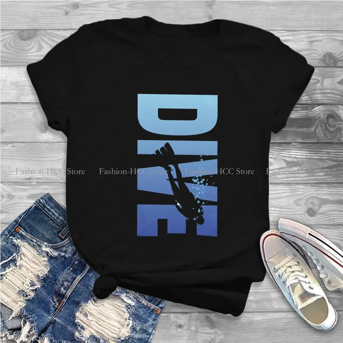 Color: WHITE, Size: L - Deep Blue Sea Unique Polyester TShirt Dive Scuba Diving Top Quality New Design Gift Clothes T Shirt Short Sleeve