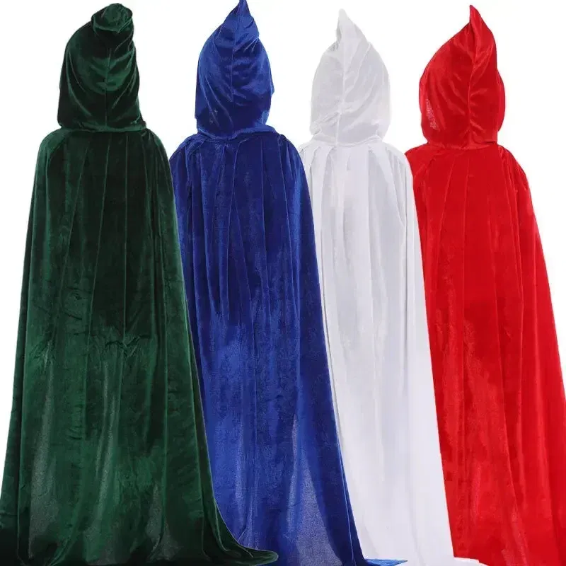 Color: Mint, Size: XS - Velvet Cloak Cape Hooded Medieval Costume Witch Wicca Vampire Man Woman Unisex Solid Color