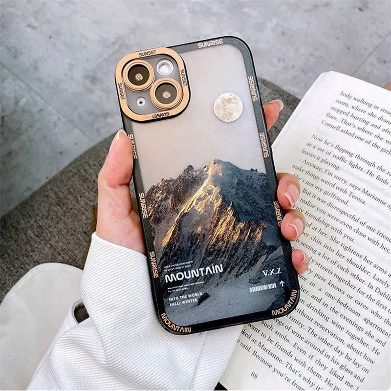 Color: SKY BLUE, Material: Cotton Fabric - Retro INS Sunset Sky Clouds Moon Pattern Case For Samsung Galaxy S10 S20 S21 S22 S23 S24 FE Plus Ultra Note 20 Shockproof Cover