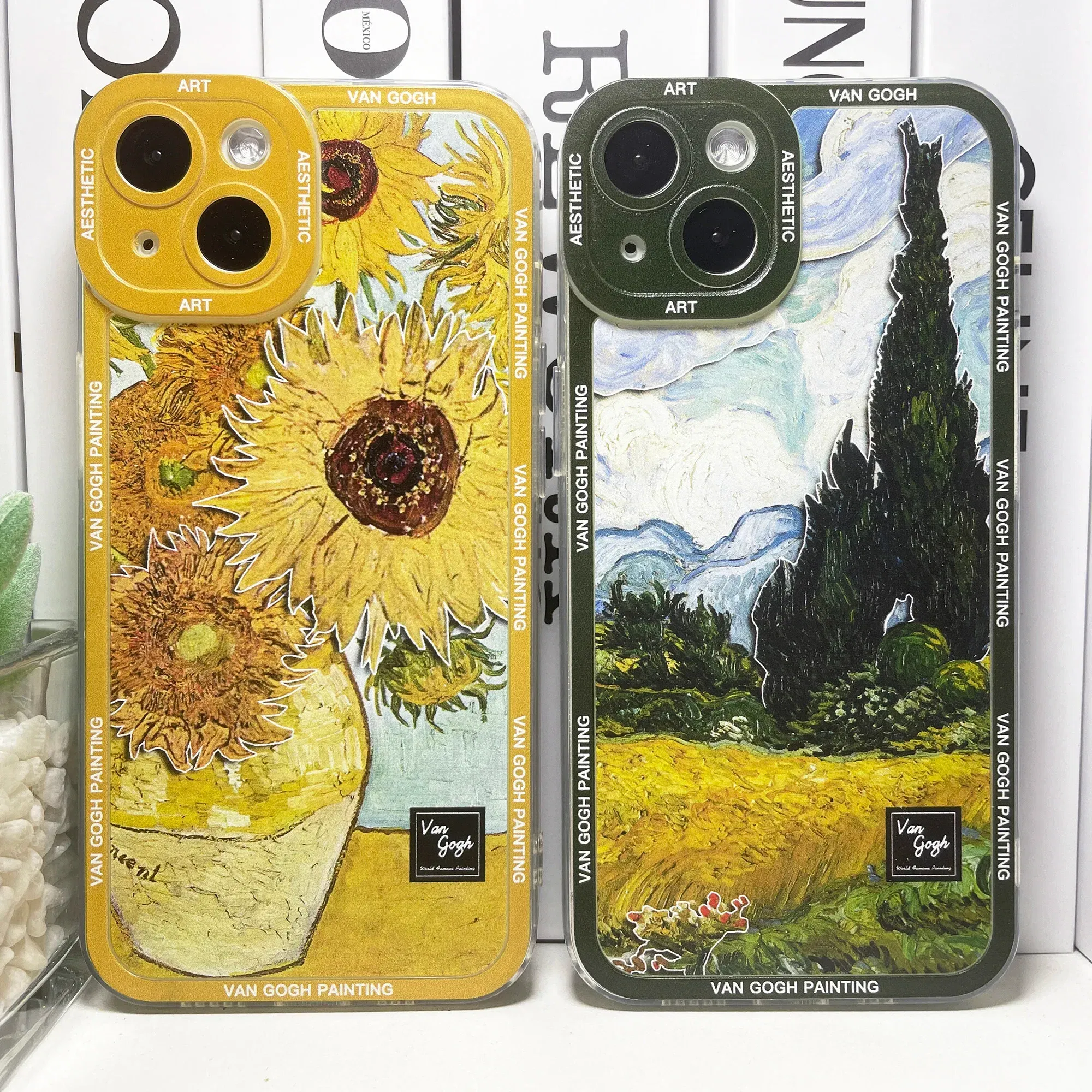 Color: black, Material: Carbon Fiber - Van Gogh Art Aesthetic Phone Case For iPhone 16 15 14 13 12 11 Pro Max Mini XS X XR SE 8 7 Plus Sunflowers The Starry Night