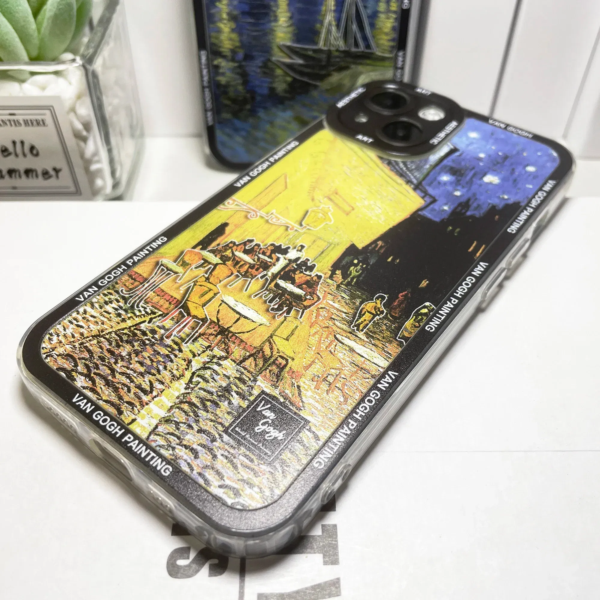 Color: black, Material: Carbon Fiber - Van Gogh Art Aesthetic Phone Case For iPhone 16 15 14 13 12 11 Pro Max Mini XS X XR SE 8 7 Plus Sunflowers The Starry Night