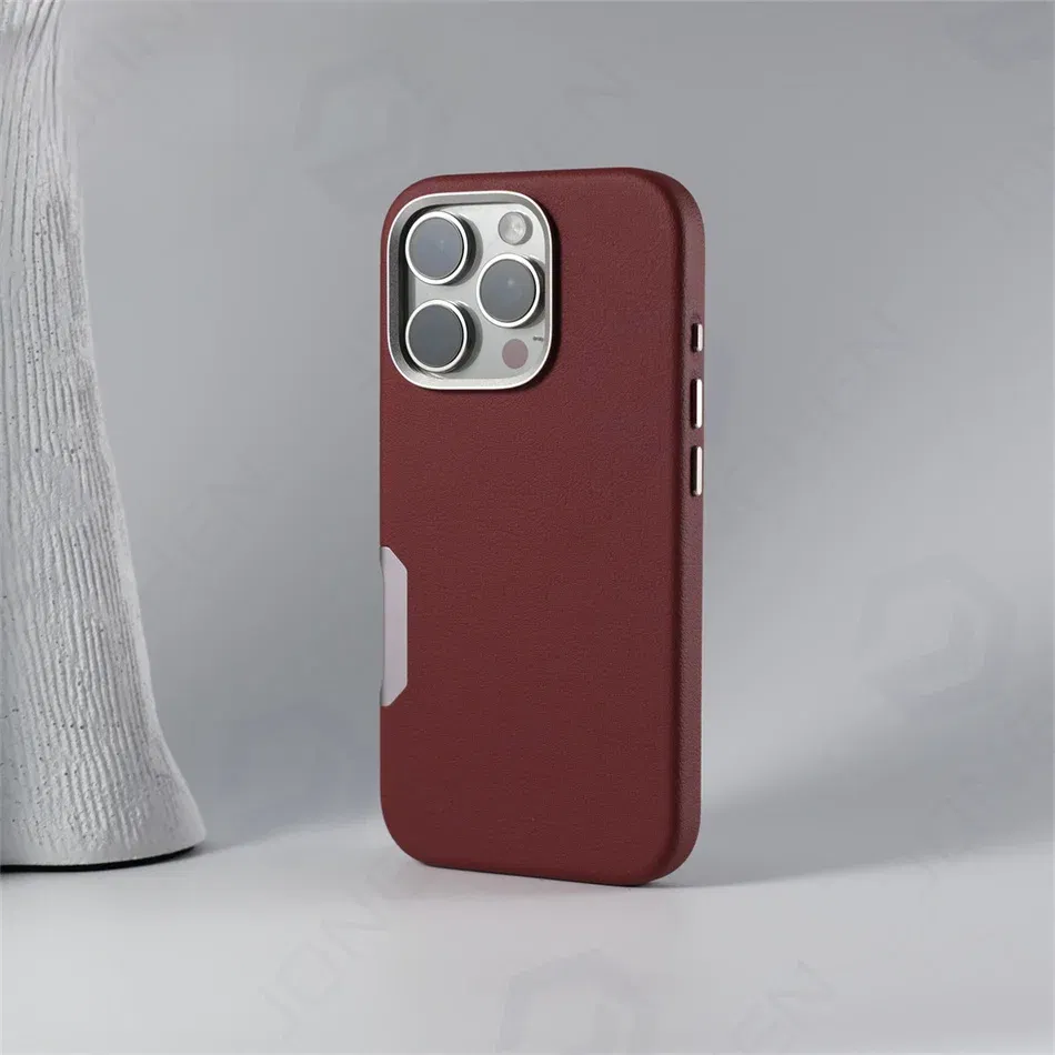 Color: Ivory, Material: Silicon - Aluminium Camera Button For iPhone 16 Pro Max Case Solid Leather Alloy Len Magnetic Wireless Charge Shockproof Cover For Magsafe