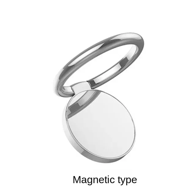 Color: Orange - Metal Mirror Ring Buckle Creative Finger Buckle Mobile Phone Holder Ring Car Magnetic 360 Degree Rotating Phone Holder Stand