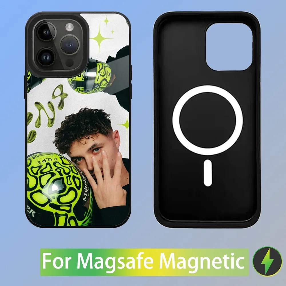 Color: GRAY, Material: Plastic - F1 Formula 1 L-Lando Norris Phone Case For iPhone 16,15,14,13,12,11,Plus,Pro,Max Mini Magsafe Magnetic Wireless Charging