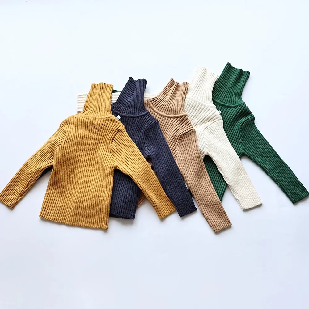 Color: Beige, Kid Size: 2T - MILANCEL Autumn Soft Tight Unisex Kids Knitwear Sweaters Solid Multi Color Girls Sweater Brief Boys Pullover Turtleneck Outwear