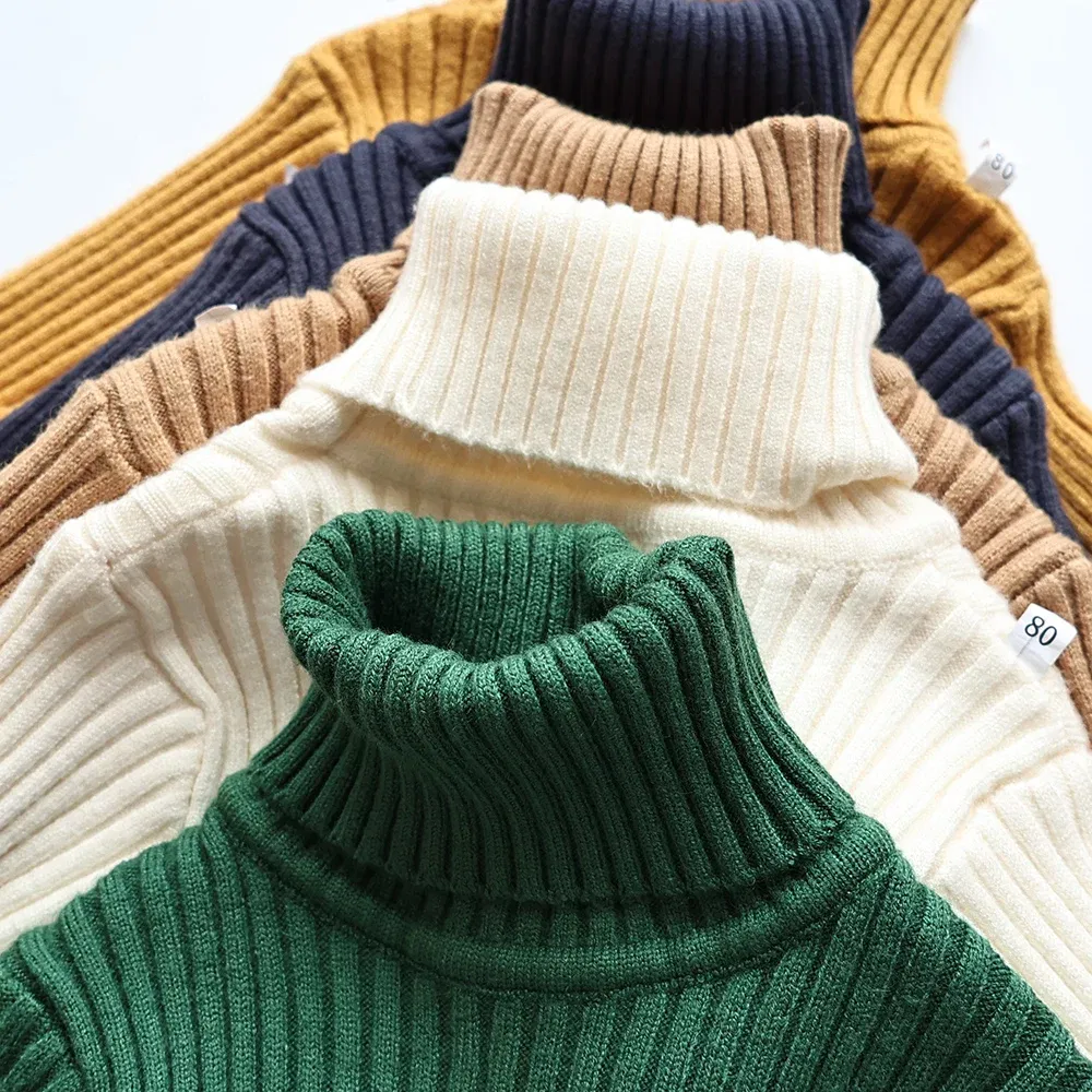 Color: Beige, Kid Size: 2T - MILANCEL Autumn Soft Tight Unisex Kids Knitwear Sweaters Solid Multi Color Girls Sweater Brief Boys Pullover Turtleneck Outwear