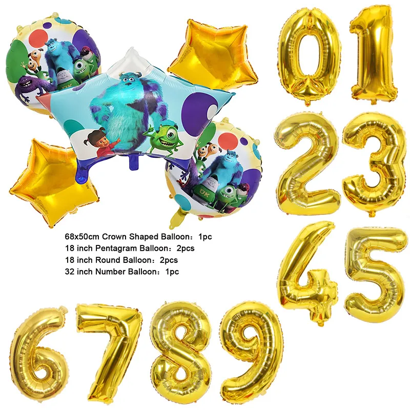 Color: Dark Khaki, Capacity: 1000ml - Monsters University Monsters, Inc. James P. Sullivan Theme Birthday Party Decoration Crown Shaped Balloon Set Baby Shower