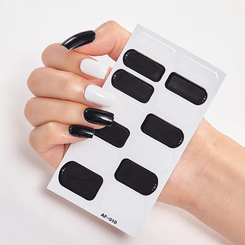 Color: WHITE - Full Cover Nail Stickers Nail Polish Nail Decoration Nails Sticker Designer Self Adhesive Nail Sticker Creative Nail Art Sticker