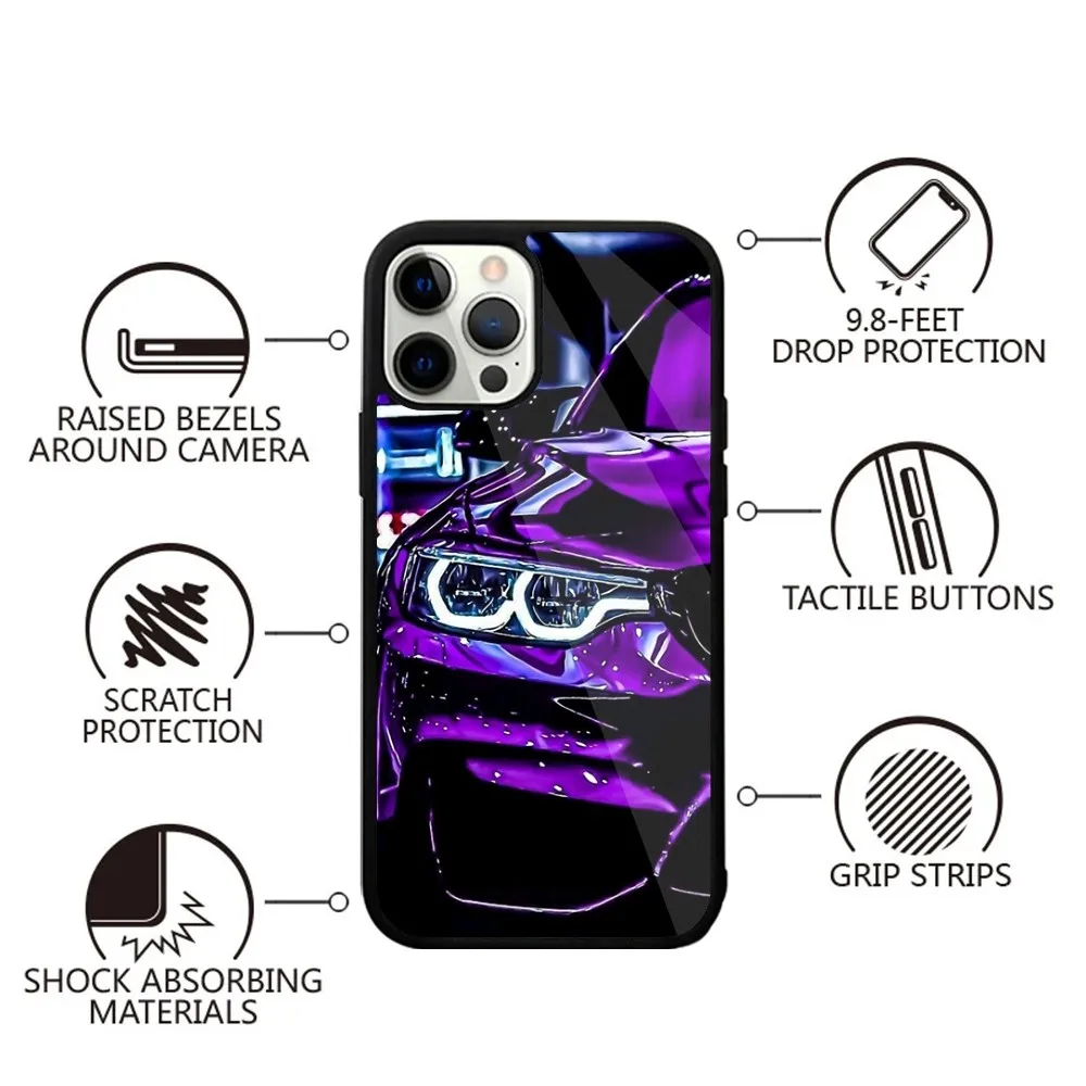 Color: Beige, Material: Polyester - Blue Red Car for B-BMW Phone Case Strong Magnetic For IPhone 15,14,13,Pro,Max,Plus,11,12,Mini For Magsafe Wireless Charging