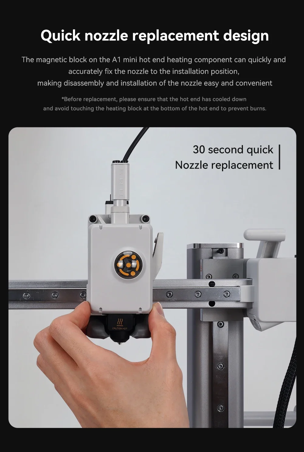 Color: Red - Hardened Steel Nozzle For Bambu Lab A1 mini Hotend Kit 0.4/0.6/0.8mm Fast Speed Bambulab A1 Hot End Assembly 3D printer part