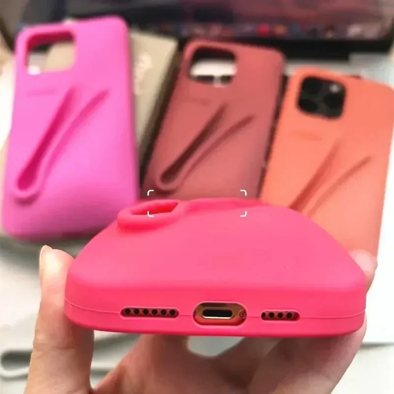 Color: WHITE, Material: POLYESTER - Lipstick Soft Silicone DIY Rhode Phone Case for IPhone 16 Pro Max 16Pro 16Plus Portable Lip Gloss Holder Ins Hot Cover