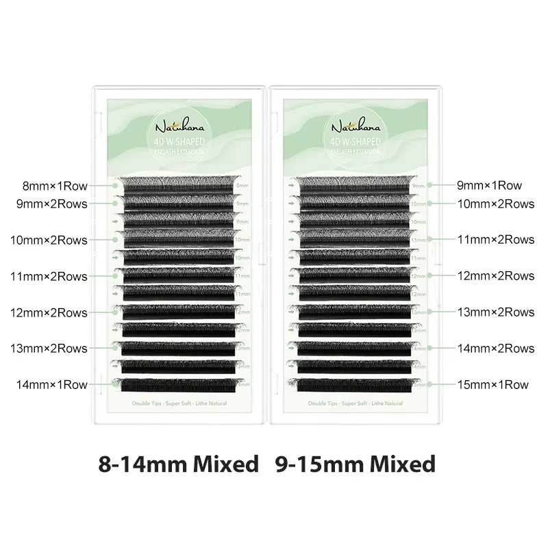Color: Dark Brown, Curl: C, Thickness: 0.07mm, Length: 7mm - NATUHANA W-Shaped 4D 5D Volume Eyelash Extensions Premade Volume Fans W Shape Lashes Natural Soft False Eyelashes for Makeup