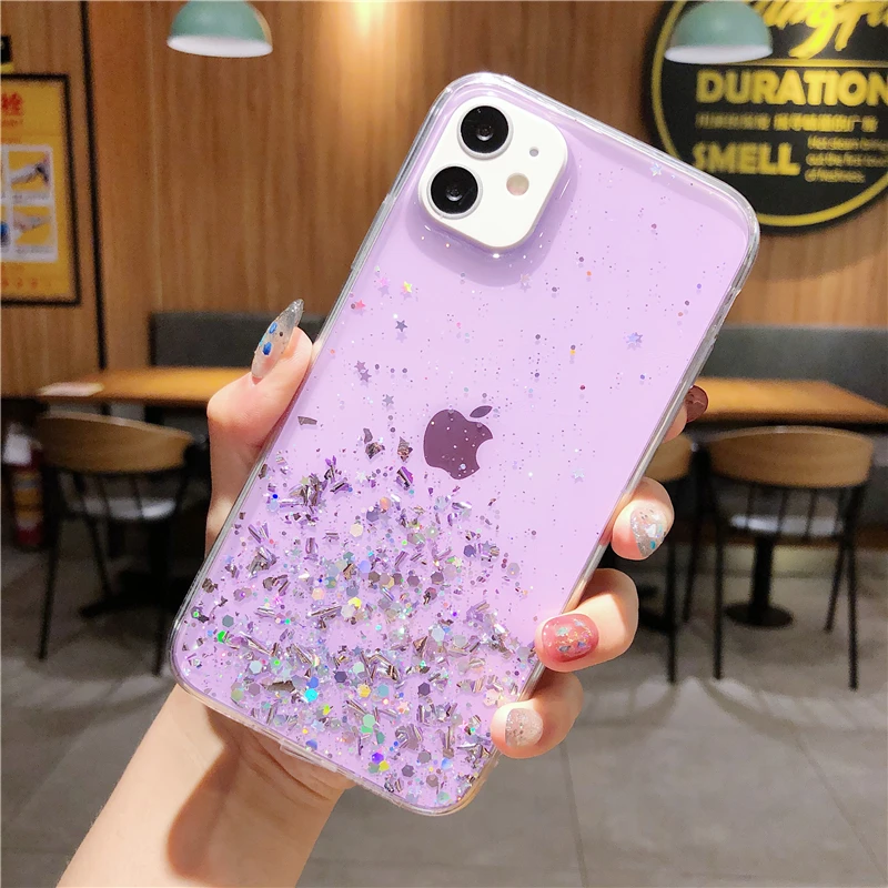 Color: PURPLE, Compatible-Phone Models: For iPhone 7 - 16 Pro Max, Epoxy Resin Case, iPhone 15 Case with Sequins, Epoxy Case, iPhone 14 Case, Glitter Girls Designs, 13 Pro Max, 15Pro