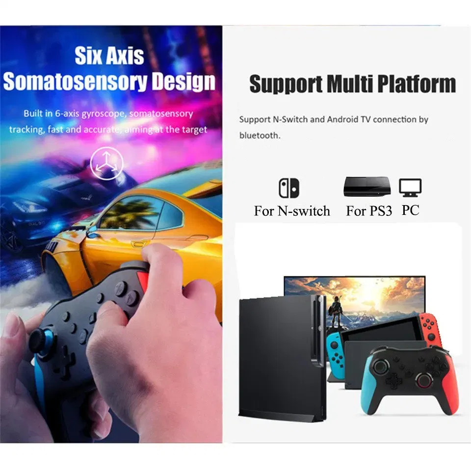 Color: GOLD - GAMINJA NS009 Bluetooth Game Controller Wireless Gamepad For Nintendo Switch Console PS3 PC Windows 7 10 Dual Vibration Joystick